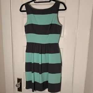 Gray and Teal Large Stripe Dress